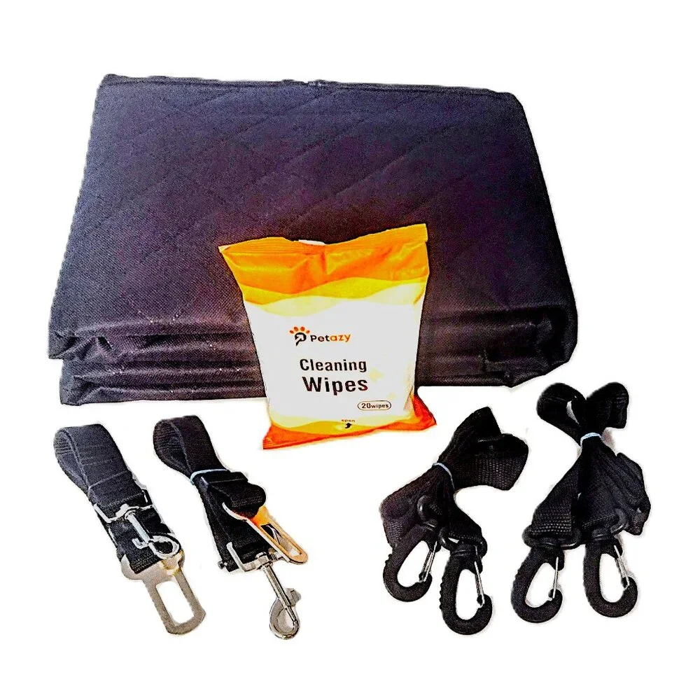 Dog Backseat Cover (Car/Truck/SUV) Hammock Style, Zip Ends, 2 Safety Belts ~ NEW